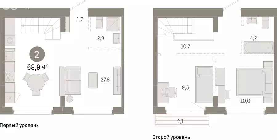 2-комнатная квартира: Новосибирск, квартал Лебедевский (68.9 м) - Фото 1