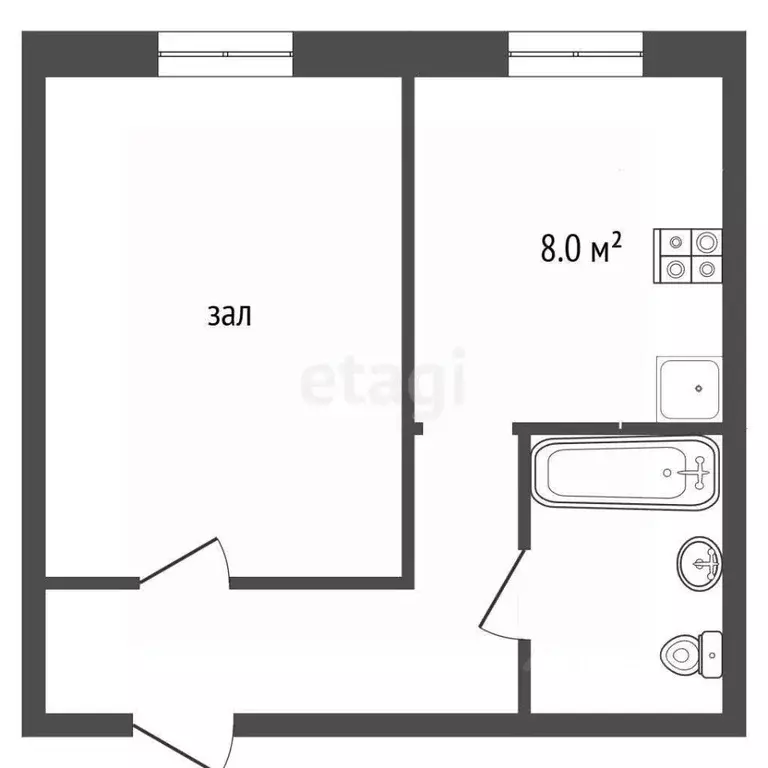 1-к кв. Ямало-Ненецкий АО, Муравленко Молодежная ул., 29 (33.4 м) - Фото 2