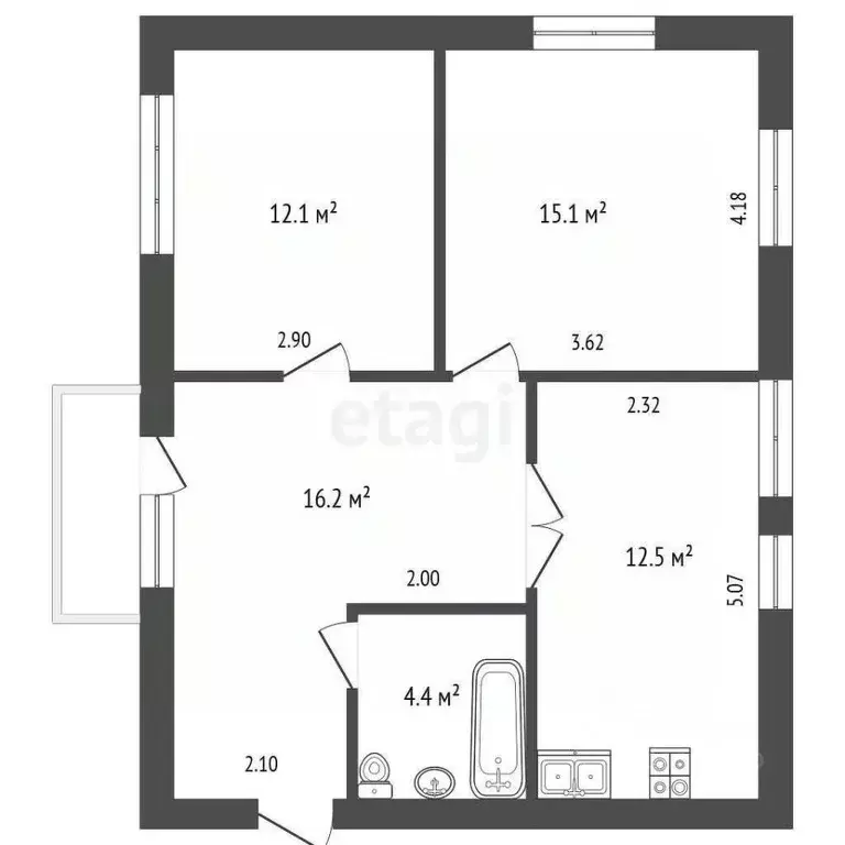 2-к кв. Орловская область, Орловский муниципальный округ, д. ... - Фото 2