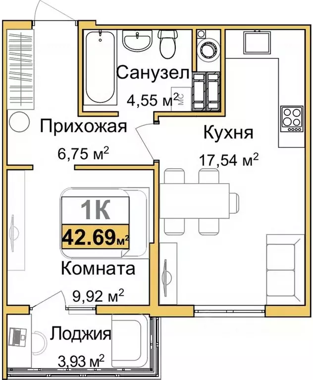 1-к кв. Крым, Симферополь ул. Батурина (40.83 м) - Фото 0