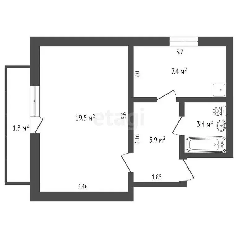 1-комнатная квартира: Евпатория, Линейная улица, 7 (36.2 м) - Фото 1