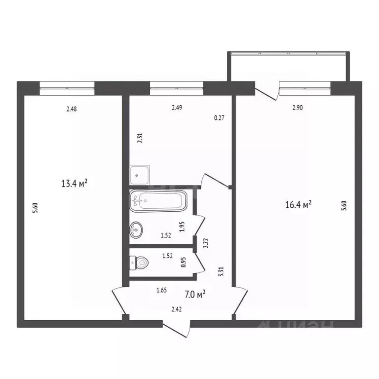 2-к кв. Красноярский край, Боготол ул. Кирова, 135 (43.8 м) - Фото 1