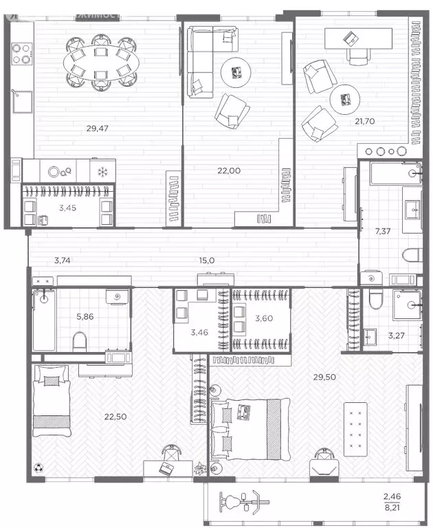 4-комнатная квартира: Санкт-Петербург, проспект Бакунина, 33 (172.7 м) - Фото 1