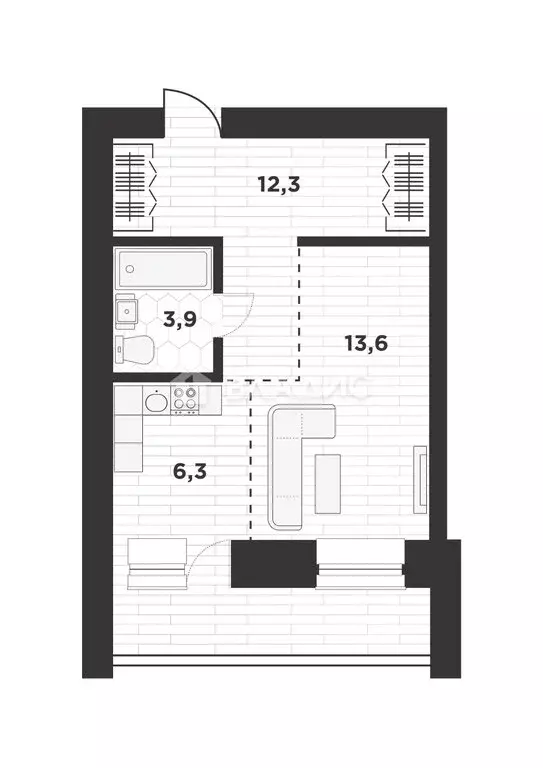 1-комнатная квартира: Благовещенск, Высокая улица, 130 (39.6 м) - Фото 1