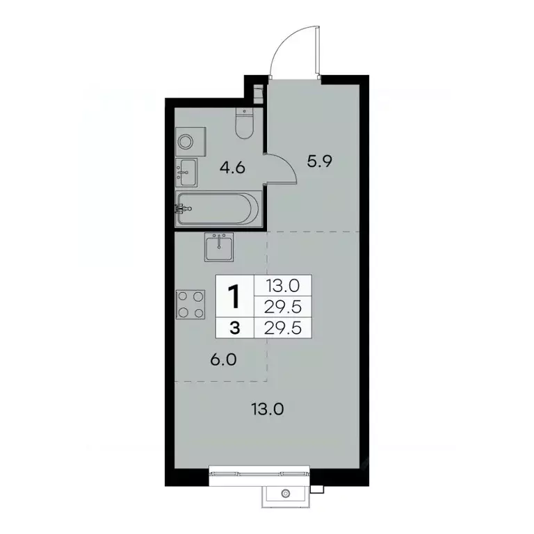 1-к кв. Москва Куркинское ш., 15С3 (29.5 м) - Фото 0