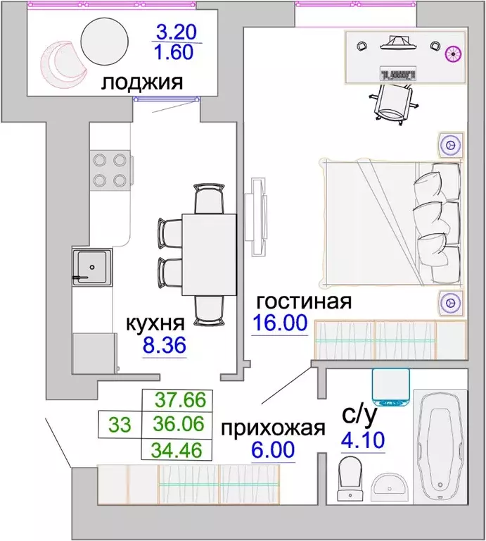 1-к кв. Калининградская область, Зеленоградск ул. Тургенева, 16А (36.3 ... - Фото 0