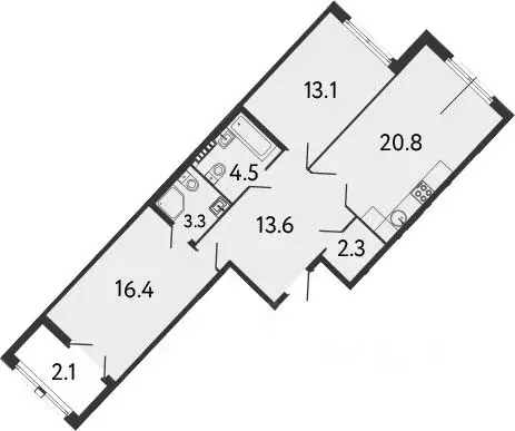 2-к кв. Санкт-Петербург Миргородская ул., 1 (76.1 м) - Фото 1