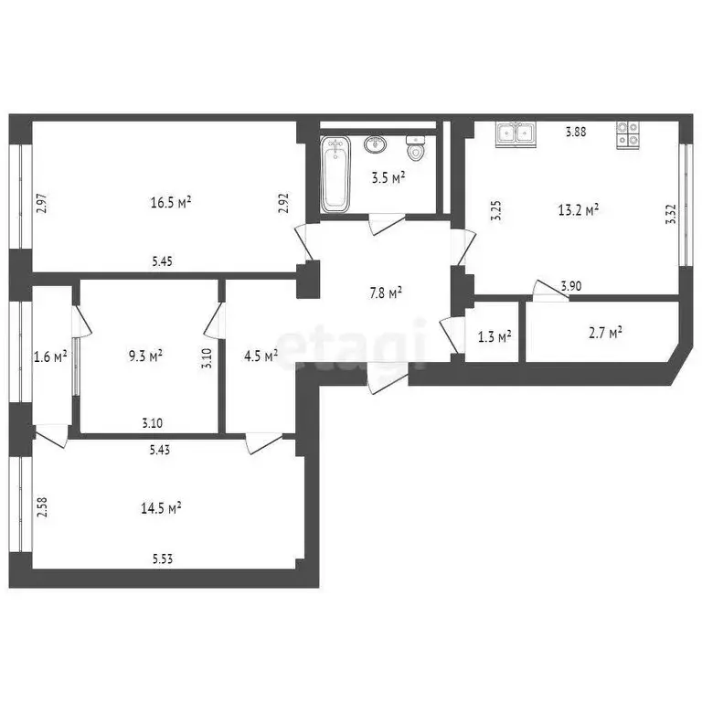 3-комнатная квартира: Севастополь, улица Николая Музыки, 98 (74.9 м) - Фото 0