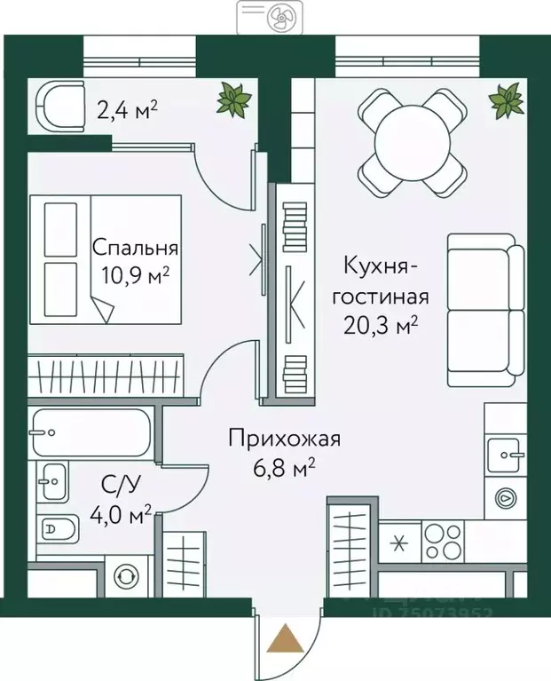 1-к кв. Волгоградская область, Волгоград Новосибирская ул., 74с1 (44.4 ... - Фото 0