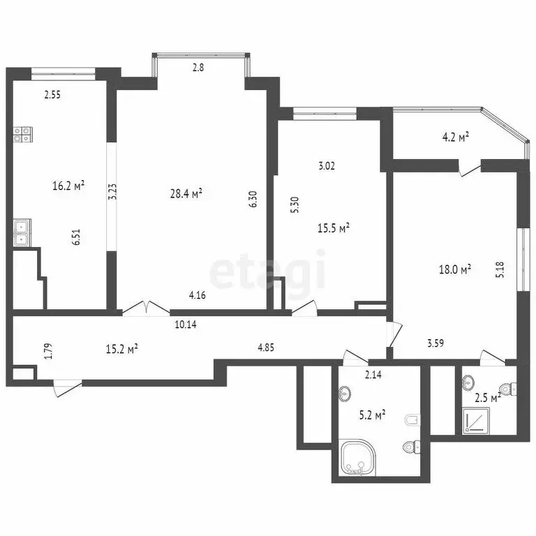 3-комнатная квартира: Тюмень, улица Максима Горького, 68к2 (102 м) - Фото 1