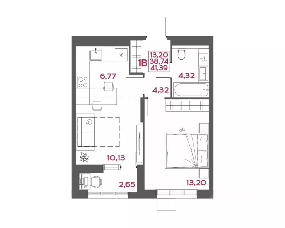 1-к кв. Пензенская область, Пенза Форт жилой комплекс (41.39 м) - Фото 1