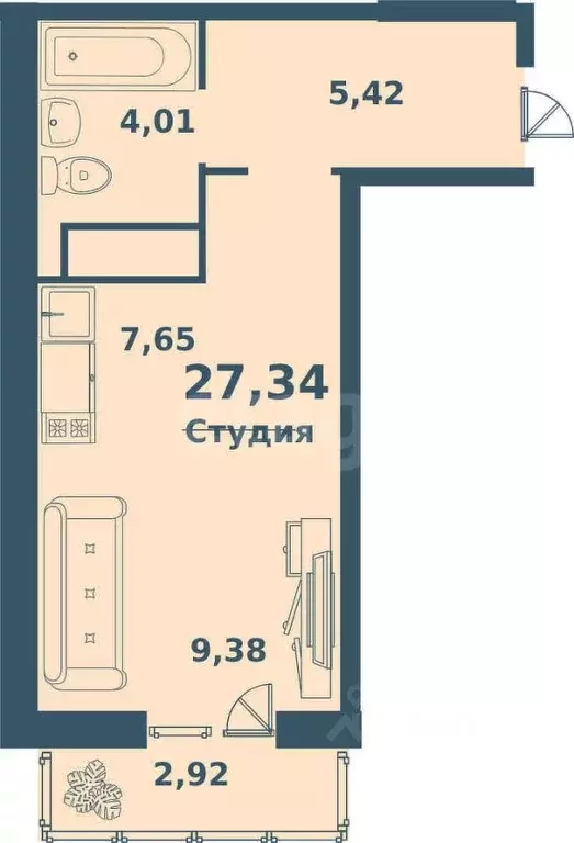 Студия Ульяновская область, Ульяновск ул. Ульяны Громовой, 8Б (30.0 м) - Фото 2