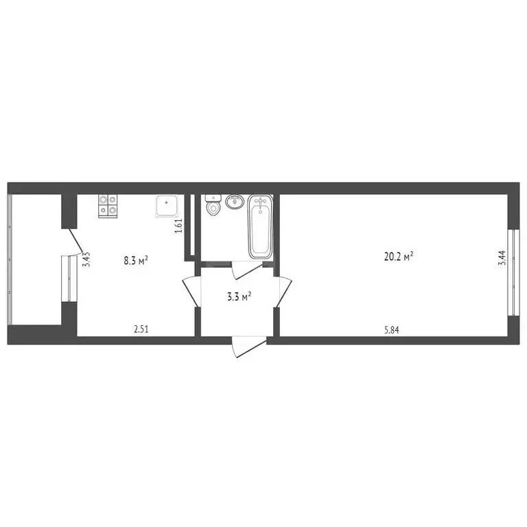 1-комнатная квартира: Щёлкино, 2-й микрорайон, 60/1В (35.1 м) - Фото 1