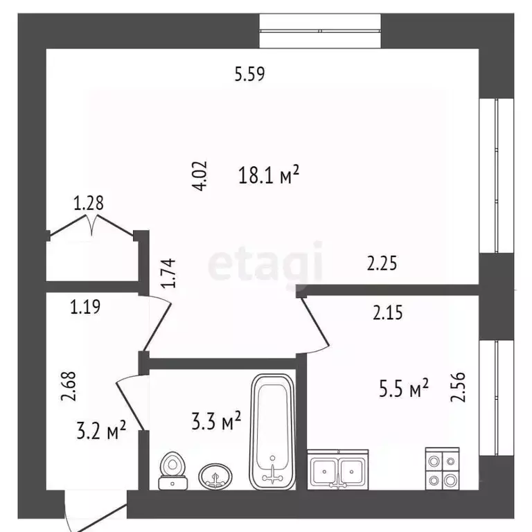 1-к кв. Удмуртия, Ижевск ул. Воровского, 132 (30.7 м) - Фото 1