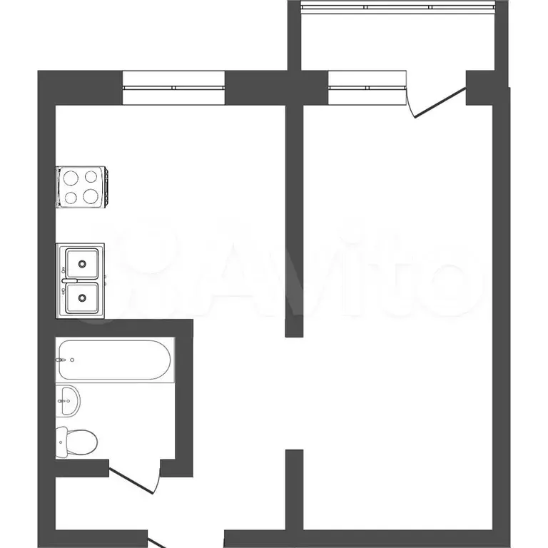 1-к. квартира, 36,5 м, 1/4 эт. - Фото 0