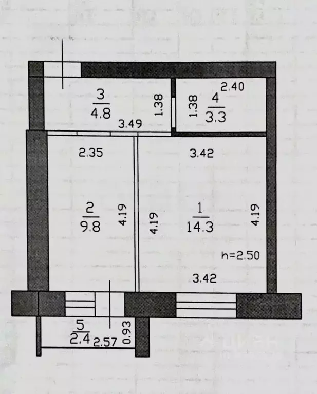 1-к кв. Татарстан, Казань ул. Дмитрия Менделеева, 17 (32.2 м) - Фото 2