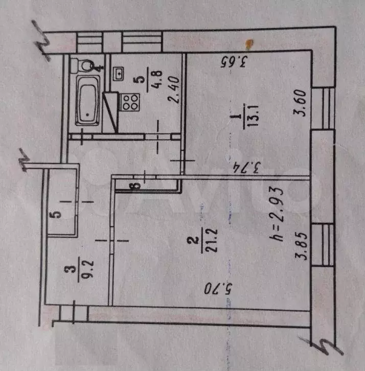 2-к. квартира, 53,6 м, 1/2 эт. - Фото 0