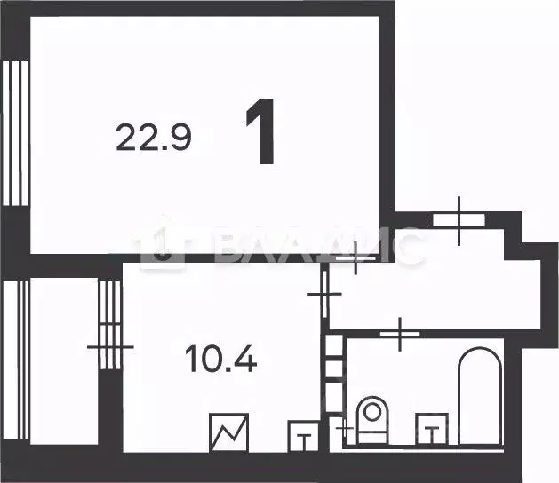 1-к кв. Москва Новочеремушкинская ул., 56/3 (42.9 м) - Фото 2