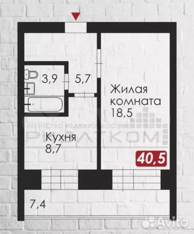 1-к. квартира, 40,8 м, 10/10 эт. - Фото 0