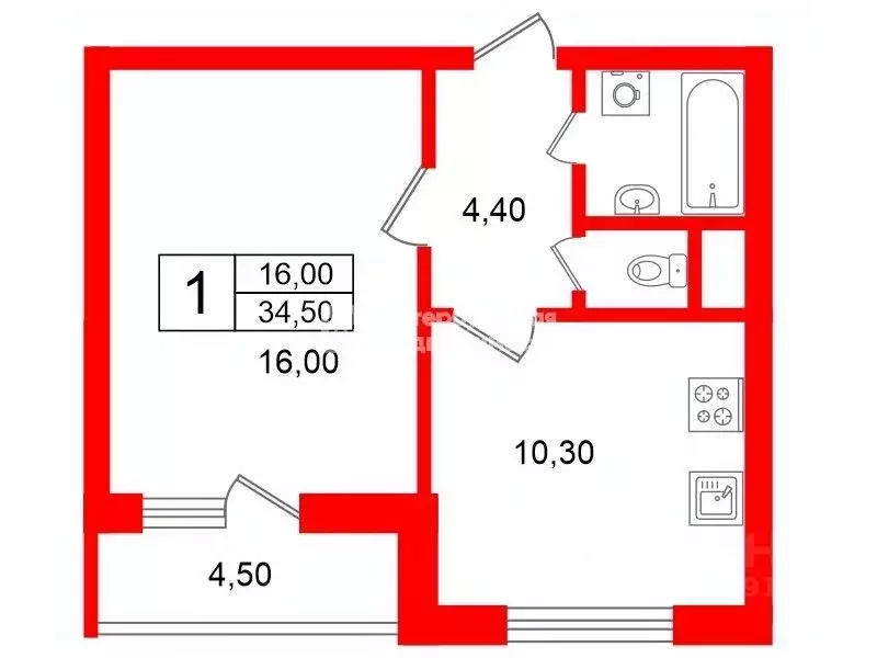 1-к кв. Санкт-Петербург ул. Бабушкина, 84к1 (34.5 м) - Фото 2