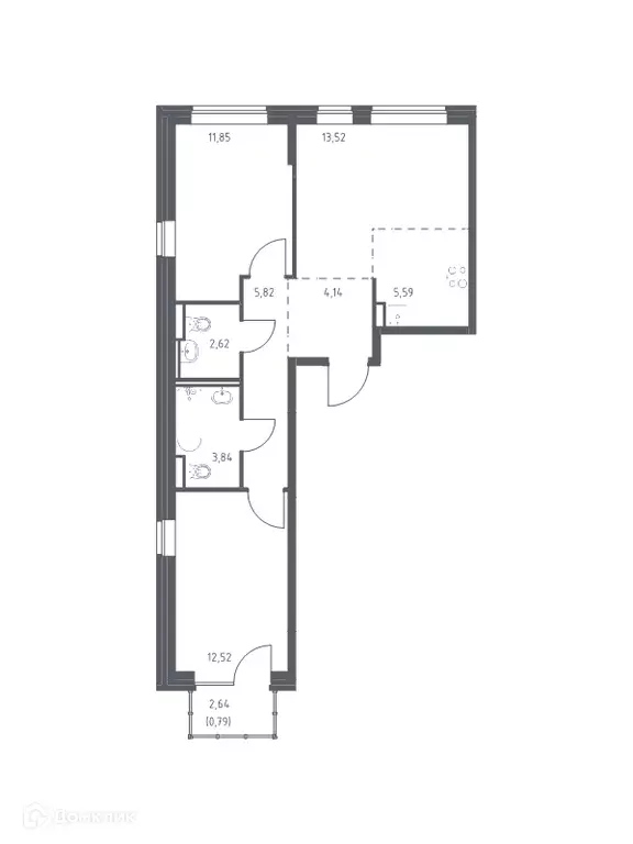 Продаётся 2-к квартира, 60.7 м - Фото 0
