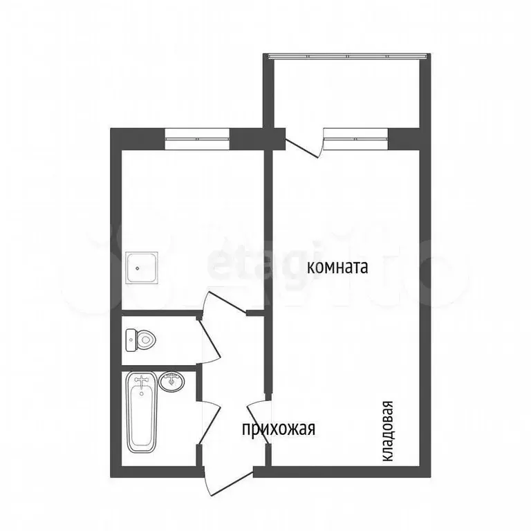 1-к. квартира, 34,5 м, 1/5 эт. - Фото 0