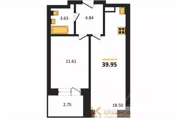 1-к кв. Воронежская область, Воронеж Транспортная ул., 58 (39.95 м) - Фото 0