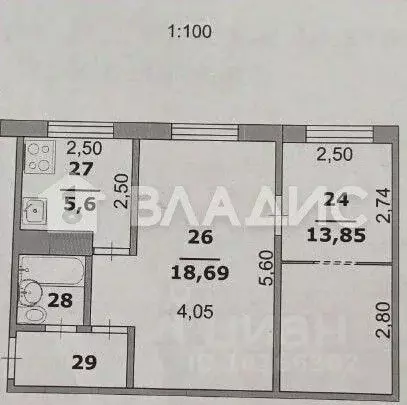 2-к кв. Белгородская область, Белгород ул. Некрасова, 25а (43.92 м) - Фото 1