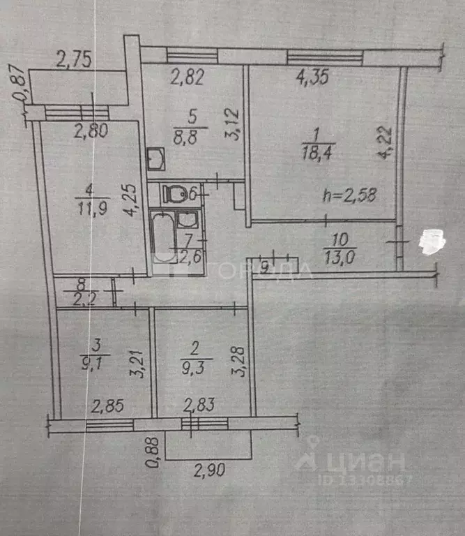4-к кв. Кемеровская область, Новокузнецк ул. Новоселов, 34 (77.5 м) - Фото 1