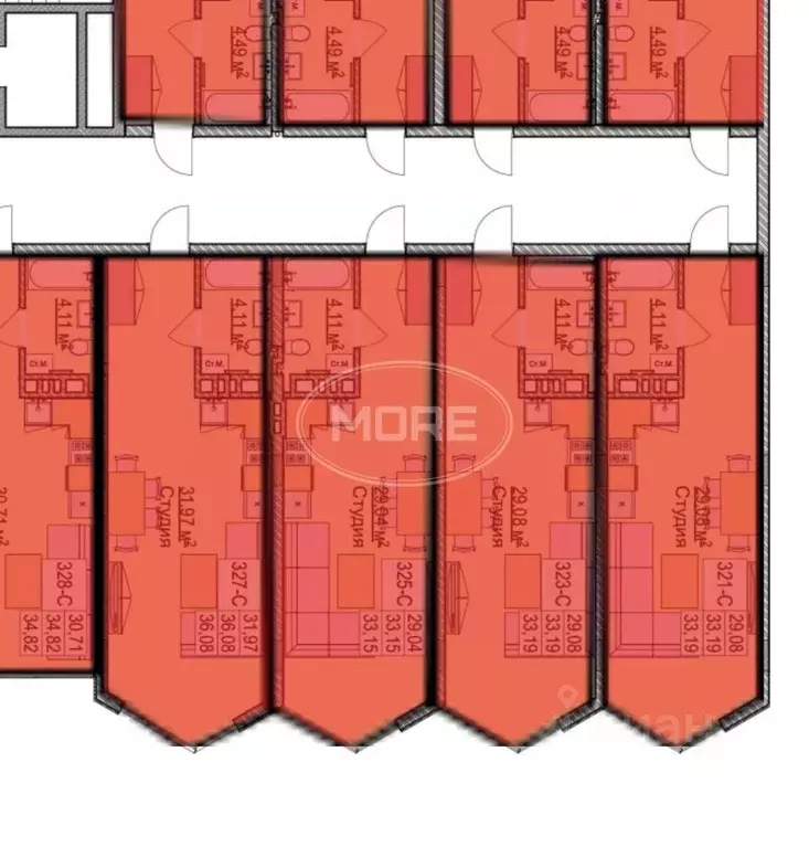 Студия Калининградская область, Зеленоградск ул. Гагарина, 87 (33.2 м) - Фото 2