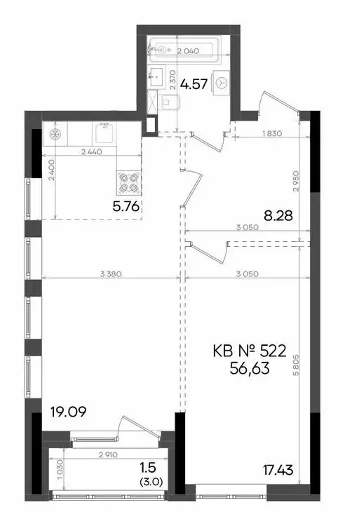 2-комнатная квартира: Казань, улица Аделя Кутуя, 181 (56.63 м) - Фото 0