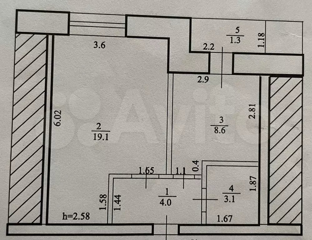 1-к. квартира, 34,5 м, 5/5 эт. - Фото 0