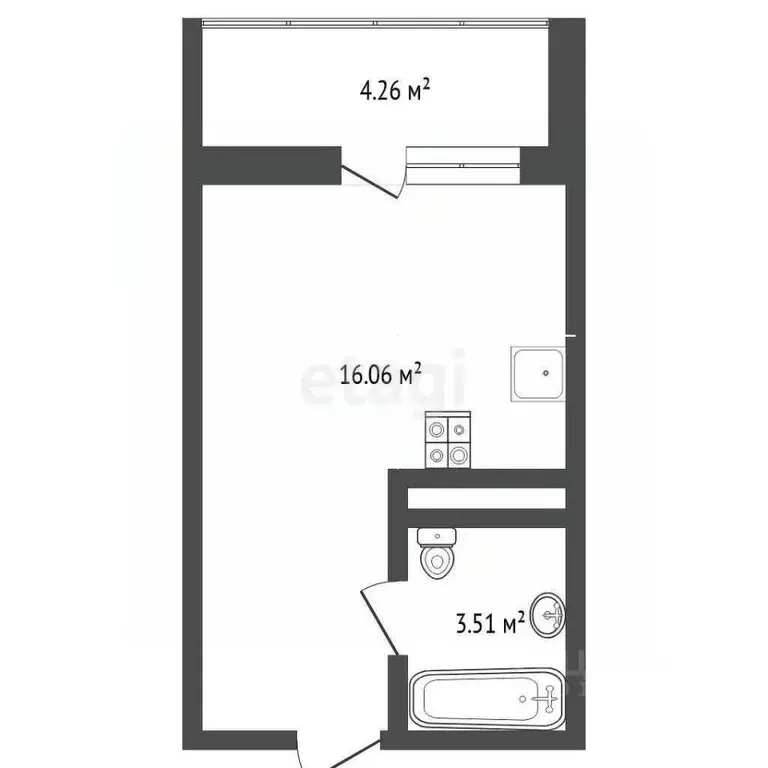 Студия Тюменская область, Тюменский район, д. Патрушева ул. Александра ... - Фото 1