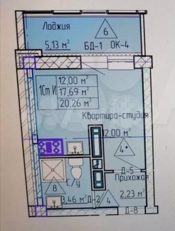 Квартира-студия, 21 м, 5/16 эт. - Фото 0