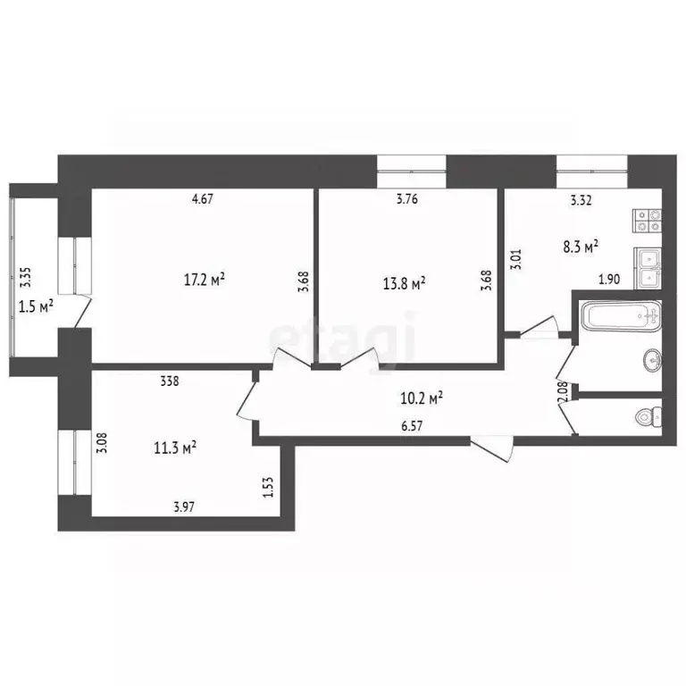 3-к кв. Ямало-Ненецкий АО, Тарко-Сале Пуровский район, ул. Губкина, 10 ... - Фото 2