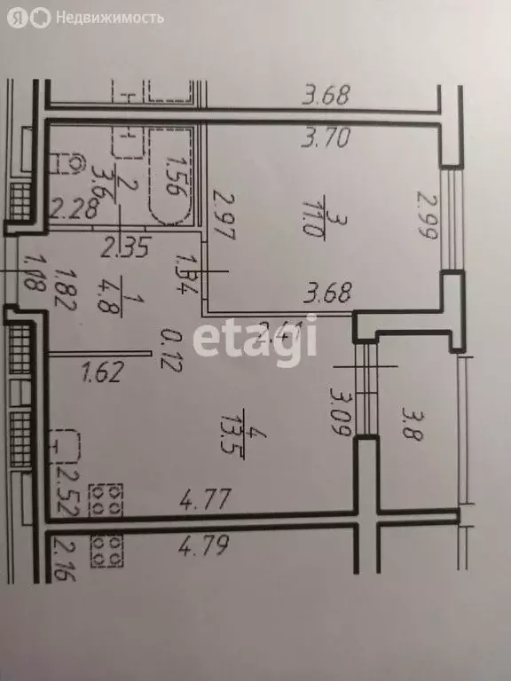 1-комнатная квартира: деревня Новосаратовка, улица Первых, 2к3 (32.9 ... - Фото 0