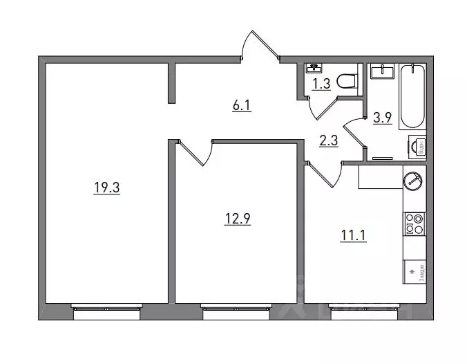 2-к кв. Кировская область, Киров ул. Чистопрудненская, 13А (56.9 м) - Фото 1