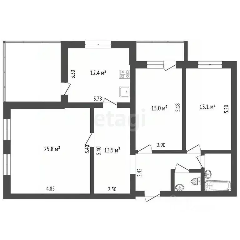 3-к кв. Белгородская область, Белгород ул. Мичурина, 41а (102.5 м) - Фото 2