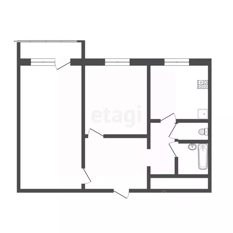 2-к кв. Белгородская область, Белгород Вокзальная ул., 28 (55.0 м) - Фото 1