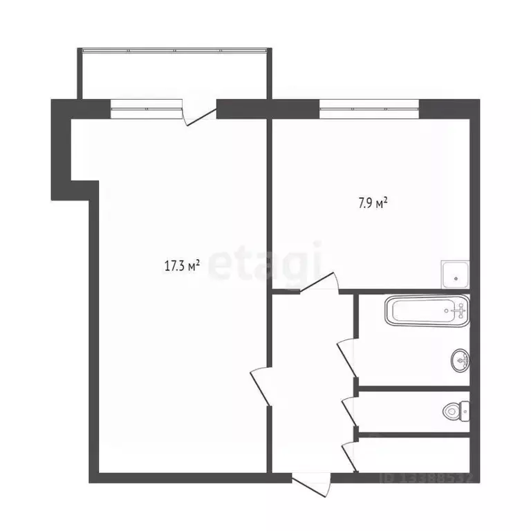 1-к кв. Красноярский край, Красноярск ул. Гусарова, 80 (34.1 м) - Фото 2