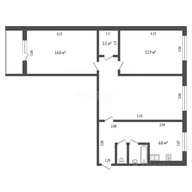 3-к кв. Мордовия, Саранск ул. Фридриха Энгельса, 3 (65.0 м) - Фото 1
