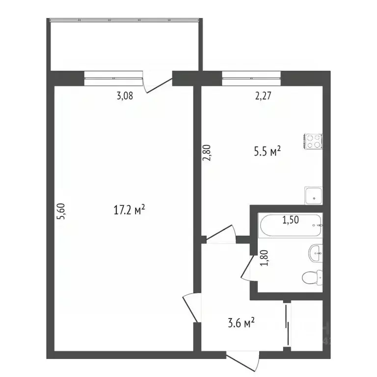 1-к кв. Кемеровская область, Кемерово ул. Александрова, 15 (31.6 м) - Фото 1