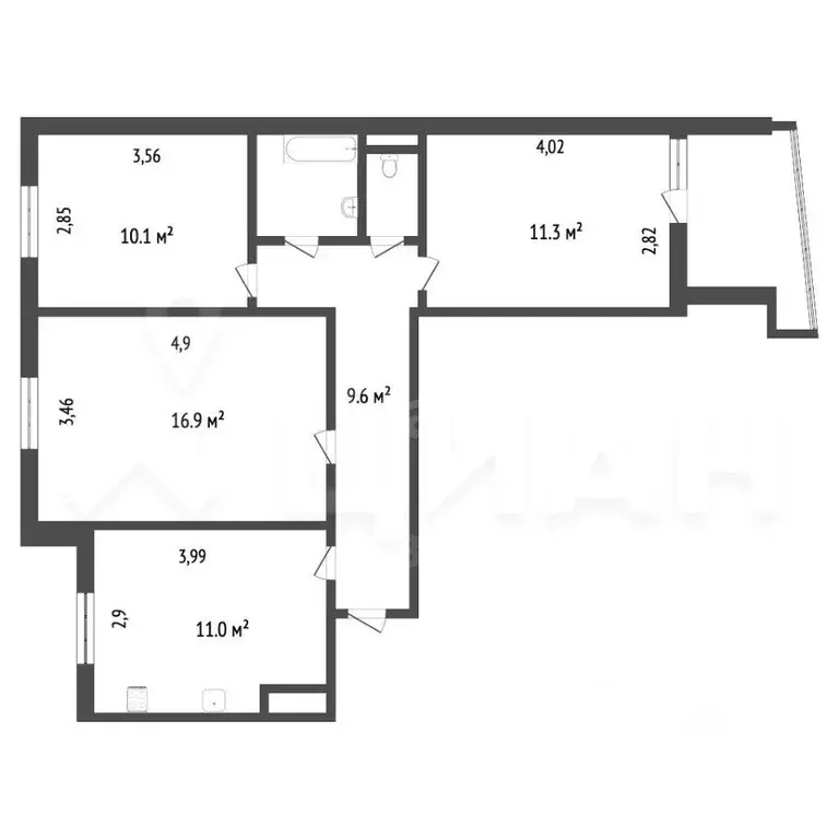 3-к кв. Ростовская область, Белая Калитва ул. Энтузиастов, 10 (64.4 м) - Фото 1