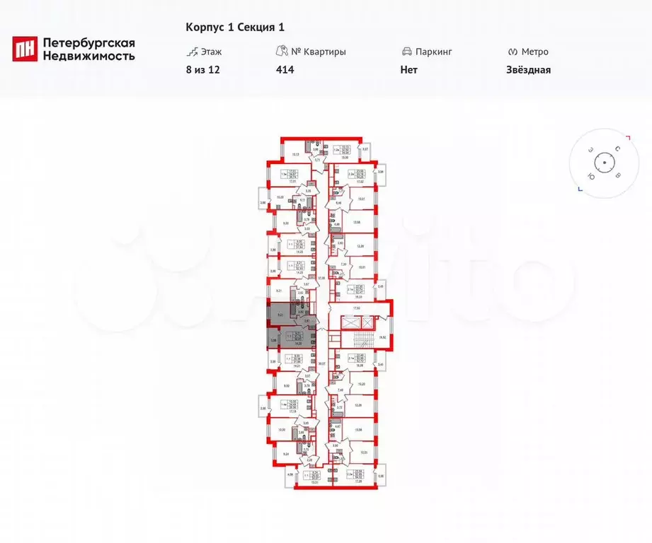 1-к. квартира, 31,2 м, 8/12 эт. - Фото 1