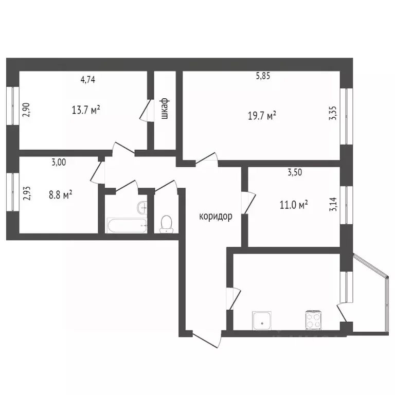 4-к кв. Ханты-Мансийский АО, Сургут Быстринская ул., 22 (80.9 м) - Фото 1