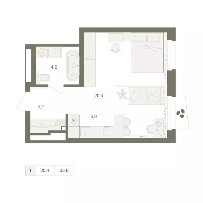 1-к кв. Башкортостан, Уфа Родина Парк жилой комплекс (33.8 м) - Фото 1