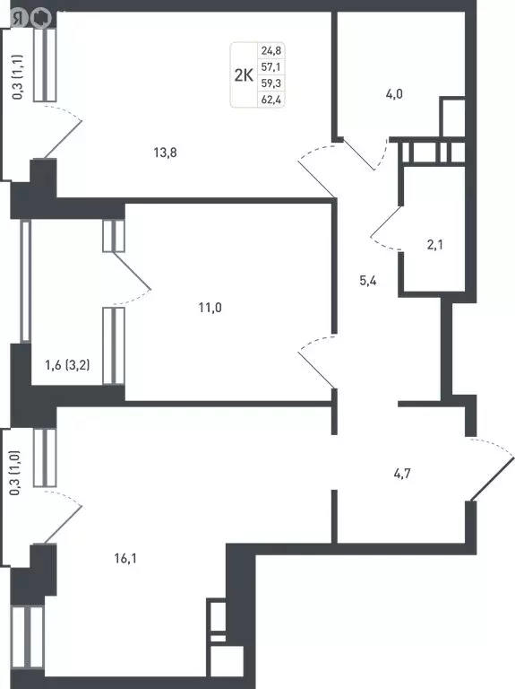 2-комнатная квартира: Московская область, городской округ Подольск, ... - Фото 1