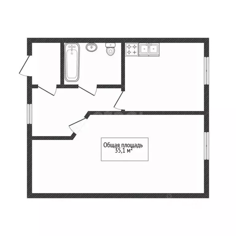 1-к кв. Брянская область, с. Жирятино ул. Садовая, 5 (35.1 м) - Фото 2