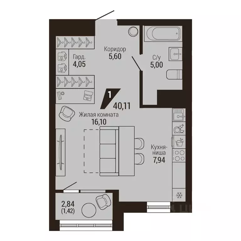 1-к кв. Свердловская область, Екатеринбург Центральный жилрайон, Дом 7 ... - Фото 2