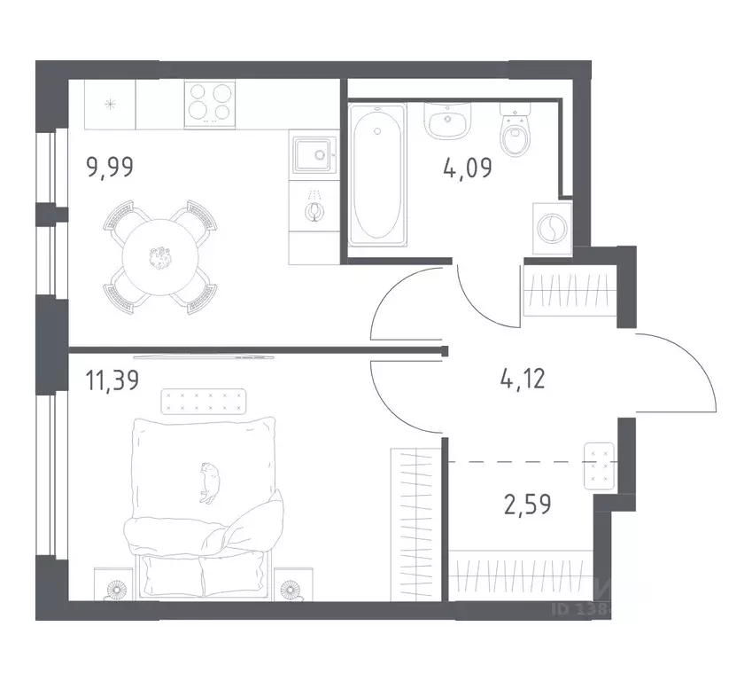 1-к кв. Ленинградская область, Всеволожский район, Свердловское ... - Фото 1